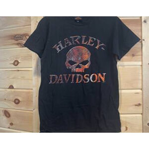 Men's Harley-Davidson Black Orange Skull Short Sleeve Tee S